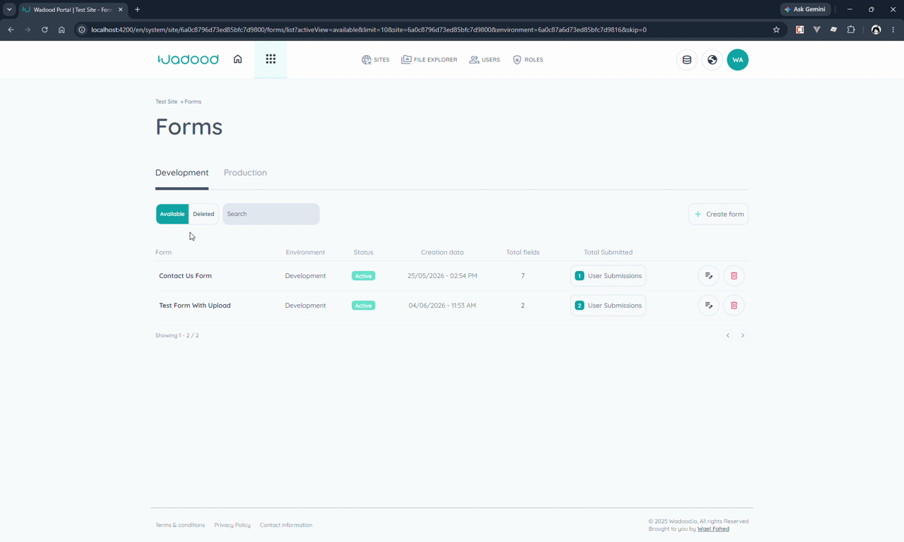 Forms list