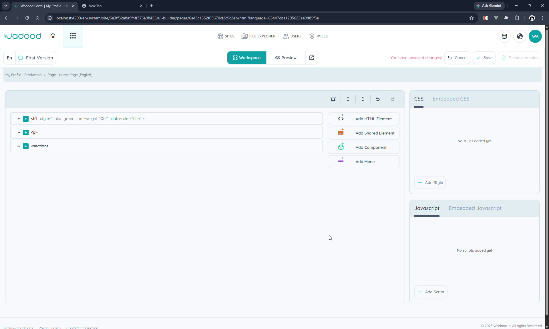 Page builder layout