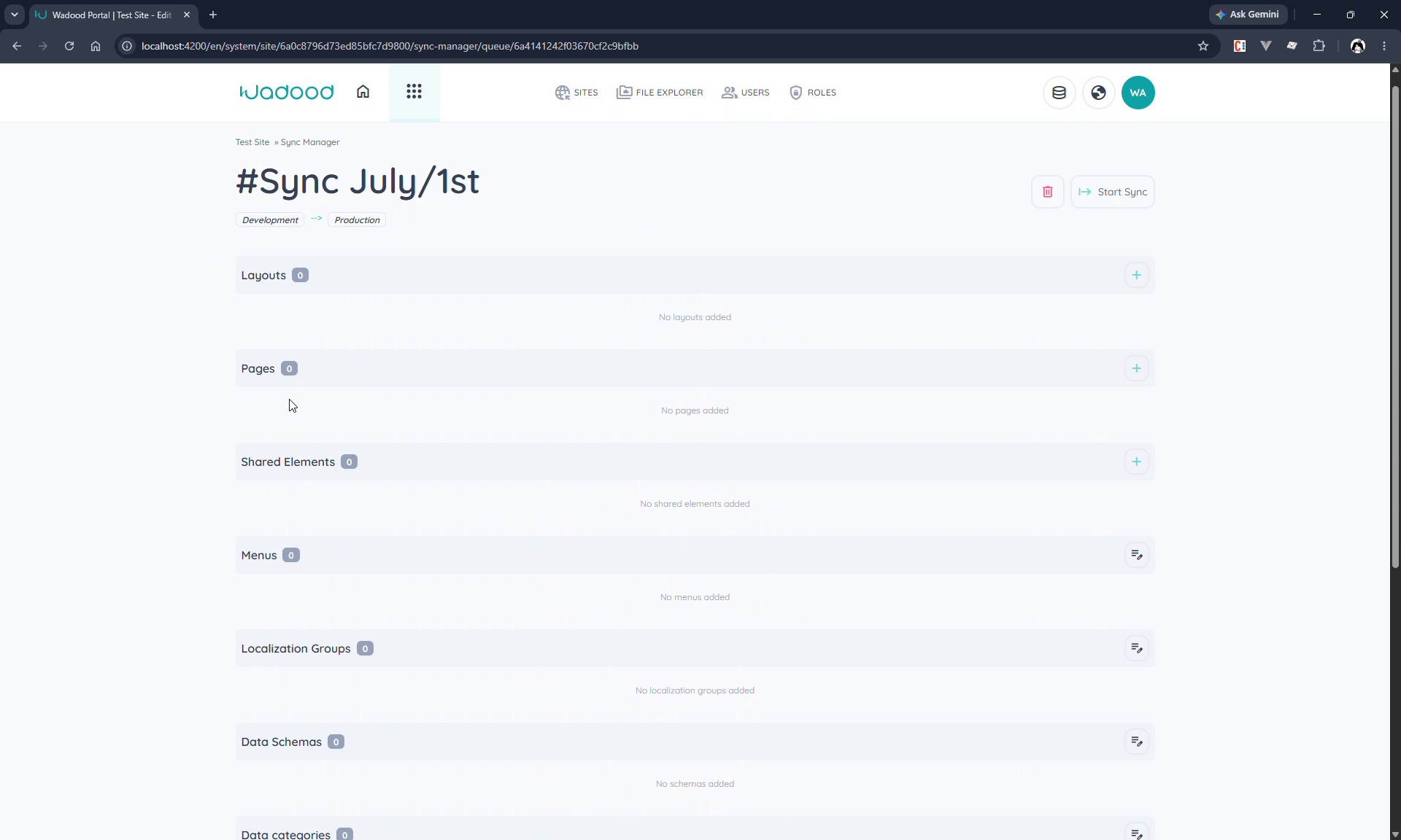Sync queue detail with content-type sections